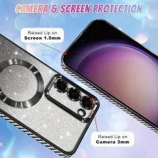 Samsung Galaxy S25 Plus Glitter Magsafe Case with Shockproof Magnetic Bumper