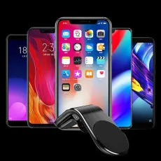 Magnetic Car Phone Holder L-Shaped Silver Universal Mount Stand UK