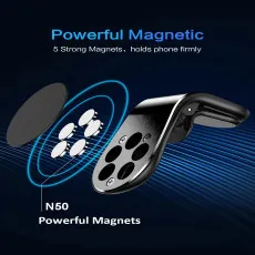 Magnetic Car Phone Holder L-Shaped Silver Universal Mount Stand UK
