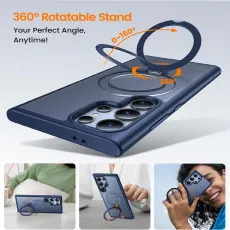 Samsung Galaxy S25 Ultra Magsafe Ring Case in Blue With 360 ring stand