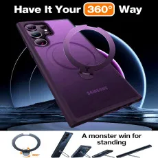 Samsung Galaxy S25 Ultra Magsafe Ring Case in Purple With adjust stand