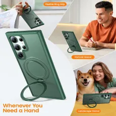 Samsung Galaxy S25 Ultra Magsafe Ring Case in Green With multi angle stand