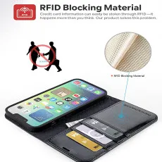 Apple iPhone 14 Leather Wallet Case with Card Holders and Kickstand