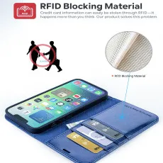 Apple iPhone 14 Leather Wallet Case with Card Holders and Kickstand