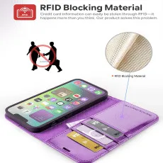 Apple iPhone 14 Leather Wallet Case with Card Holders and Kickstand