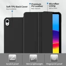 Apple iPad 10th Gen 2022 10.9" Case, Trifold Stand with TPU Back, Auto Wake/Sleep | UK