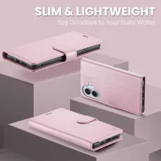 iPhone 16 Leather Wallet Case For All Models with RFID Blocking Card Holder and Folio Flip Kickstand