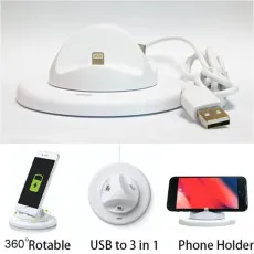3-in-1 Mobile Phone Charging Station for iOS, Type C & Micro USB