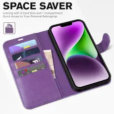 Apple iPhone 13 Leather Wallet Case For All Models with Kickstand & Magnetic Closure