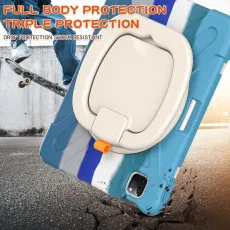 iPad Air 4/Pro 11 Rugged Silicone Case - Kids Friendly, Folding Stand & Grip, Heavy Duty Protection - Colorful Blue