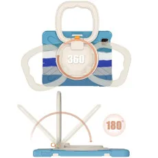 iPad Air 4/Pro 11 Rugged Silicone Case - Kids Friendly, Folding Stand & Grip, Heavy Duty Protection - Colorful Blue