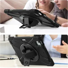 iPad Air 4/Pro 11 Rugged Silicone Case - Heavy Duty Protection with Stand & Grip | Black