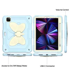 Shockproof Silicone Case for iPad Pro 11/Air 4 – Butterfly Kickstand, Pencil Holder, Kids Friendly Case