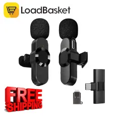 2-in-1 wireless collar microphone in sleek black design