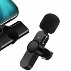 2-in-1 wireless collar microphone in sleek black design easy to use