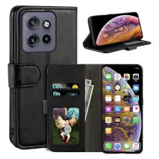 Moto edge 50 neo stylish leather wallet case Black