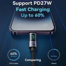 27W Type-C to Lightning Cable – Fast Charging & PD Compatible with iPhone & LED Indicator