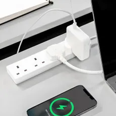 2m Electric Extension Lead - 4 Gang Power Strip with UK Plug & 3 Pin Sockets - Heavy Duty Extension Cable