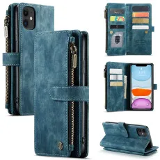 Leather wallet zipper case with card slots iphone 11