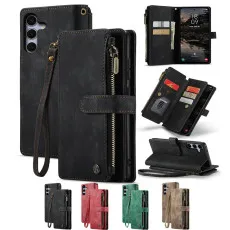 Zipper Pocket Samsung Galaxy S25 Leather Wallet Case