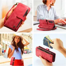 Leather Wallet Case for Samsung S24 Luxury Case with cash pocket