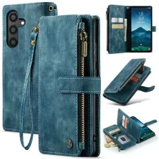 Leather zipper pocket green case for samsung S24