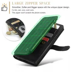 Samsung s23 leather wallet case for large zipper space