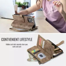 iPhone 13 Leather Wallet Case with Card Holder, Kickstand & Lanyard Strap | Premium Case