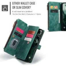 iPhone 12 Pro Max Leather Wallet Case – Card Slots, Zipper Pocket & Kickstand