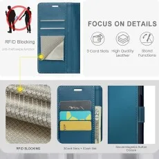 Google Pixel 9 Pro Flip Wallet Case Multiple Card Slots and focus on detalis