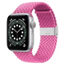 Apple Watch stylish stretchy braided solo loop Woven Buckle Belt in pink 45mm