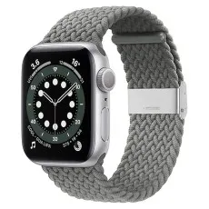 Apple Watch stylish stretchy braided solo loop Woven Buckle Belt grey 45mm size