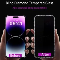 Glitter Privacy Screen Protector for iPhone 13/13 Pro/13 Pro Max – Anti-Spy, Bling, Tempered Glass