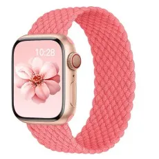 Apple Watch Stretchy woven nylon strap in pink 45mm