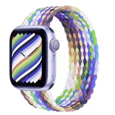 Apple Watch Stretchy woven nylon strap in multi blue 45mm