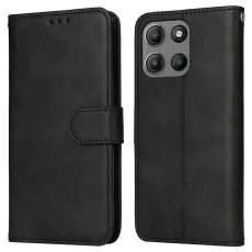 Full fornt and back view for moto g15 leather wallet case