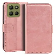 Moto g15 leather wallet rose case