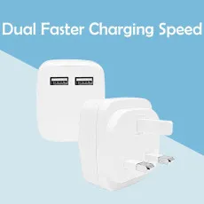 Dual USB Charger Wall Plug 10.5W PD 3.0 Fast Charging UK Adapter