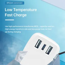 Type C Charger PD 18W Fast Type-C With Dual USB Ports Adapter