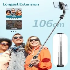 Extended Position With phone Attached for Anti-Shake Selfie Stick Tripod