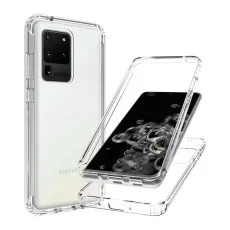 Samsung Galaxy S20 Ultra with a transparent, full-body TPU case offering shockproof protection