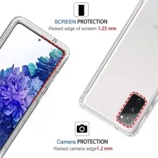 Demonstration of the shock-absorbing properties of the TPU material in a clear 360 case for the Galaxy S20 Plus