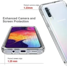 Close-up of a clear A50 case highlighting the precise cutouts for ports and buttons