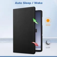 Protective Leather Case for Samsung Galaxy Tab A9 Plus  in black with auto sleep and wake up function