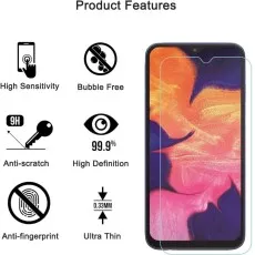 Samsung Galaxy M10 Tempered Glass Screen Protector 2-Pack, offering anti-scratch and bubble-free protection