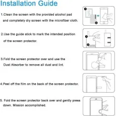 Pic showing step-by-step installation guide for applying tempered glass on Blackview A50