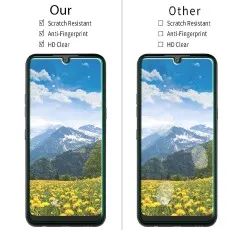 LG K50S screen protector comparison LoadBasket vs. others, showing scratch resistance and clarity.