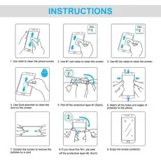 Pic showing step-by-step installation guide for applying tempered glass on Huawei P Smart 2020