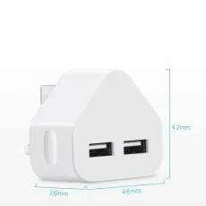 Dual USB Charger 3 Pin Mains 2.1Amp