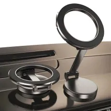 Magnetic phone holder mounted on car dashboard
